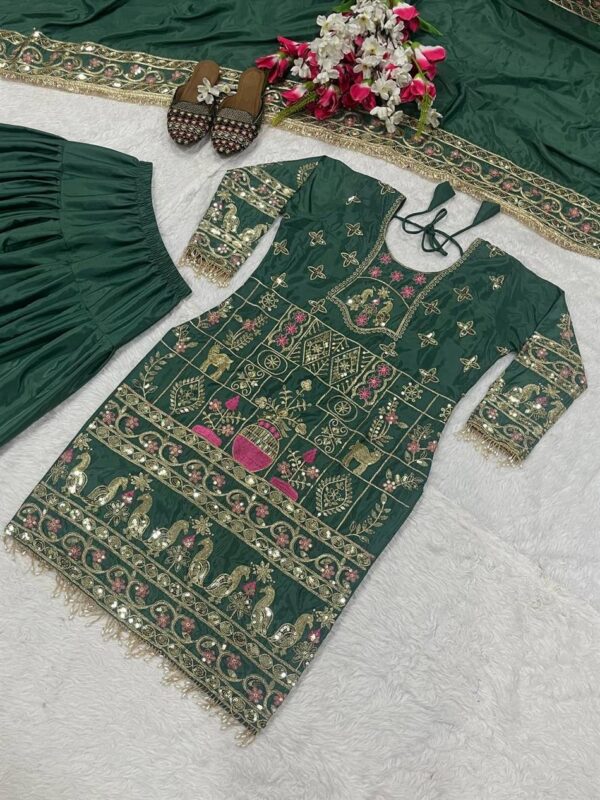 Natural Crepe Embroidered Dhoti Salwar Set - Image 5