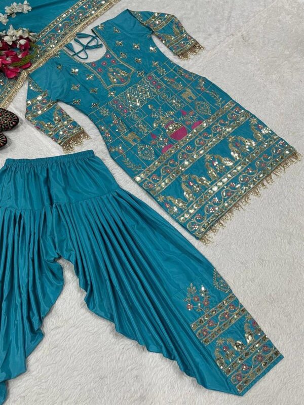 Natural Crepe Embroidered Dhoti Salwar Set - Image 4