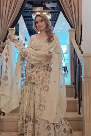 Chinnon Silk Embroidered Sharara Palazzo Set with Dupatta