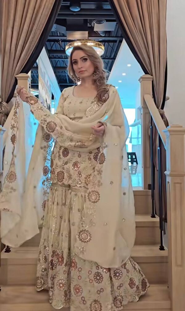Chinnon Silk Embroidered Sharara Palazzo Set with Dupatta