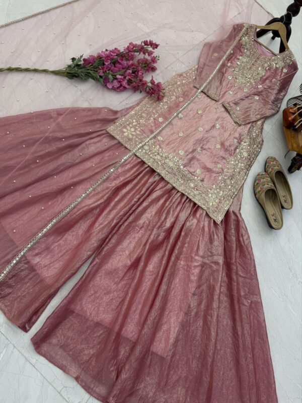 Fandy Crash Party Top, Palazzo & Dupatta Set with Embroidery - Image 5