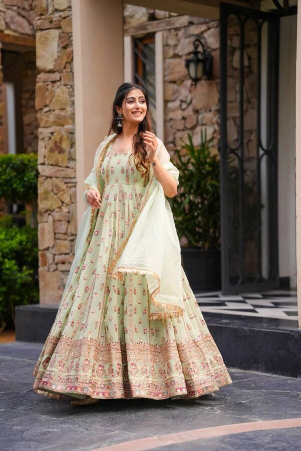 Premium Foux Georgette 3-Piece Co-ord Set with Dupatta