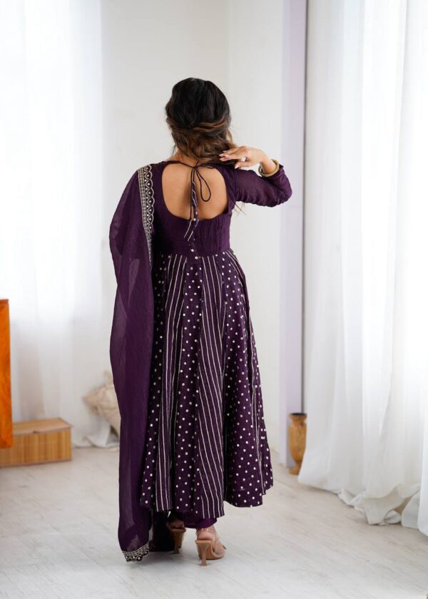 Crunchy Silk Anarkali Gown Set with Dupatta - Image 3