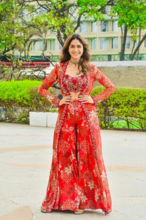 Designer Tibby Silk Sharara Set with Shrug, Blouse and Sharara