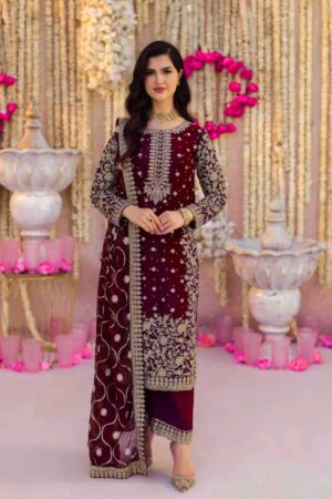 Heavy Faux Georgette Embroidered Top, Pant & Dupatta Party Wear Set