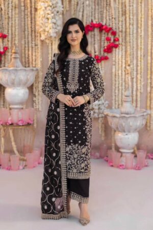 Heavy Faux Georgette Embroidered Top, Pant & Dupatta Party Wear Set