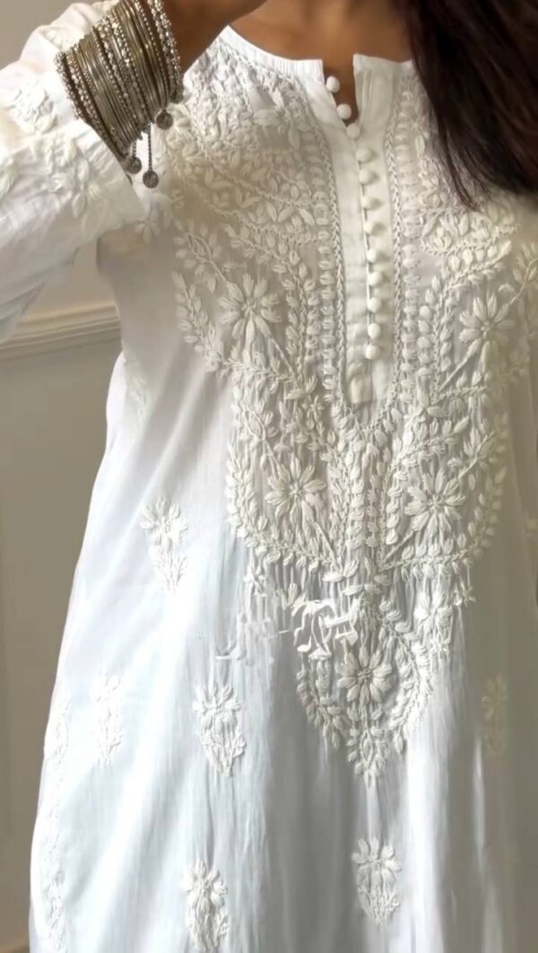 Designer Faux Georgette Long Kurti with Intricate Thread Work - Image 3