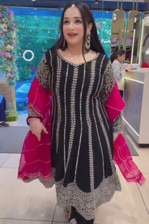 Designer Faux Georgette Anarkali with Plazoo and Dupatta