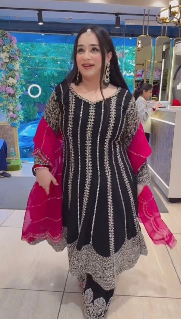 Designer Faux Georgette Anarkali with Plazoo and Dupatta
