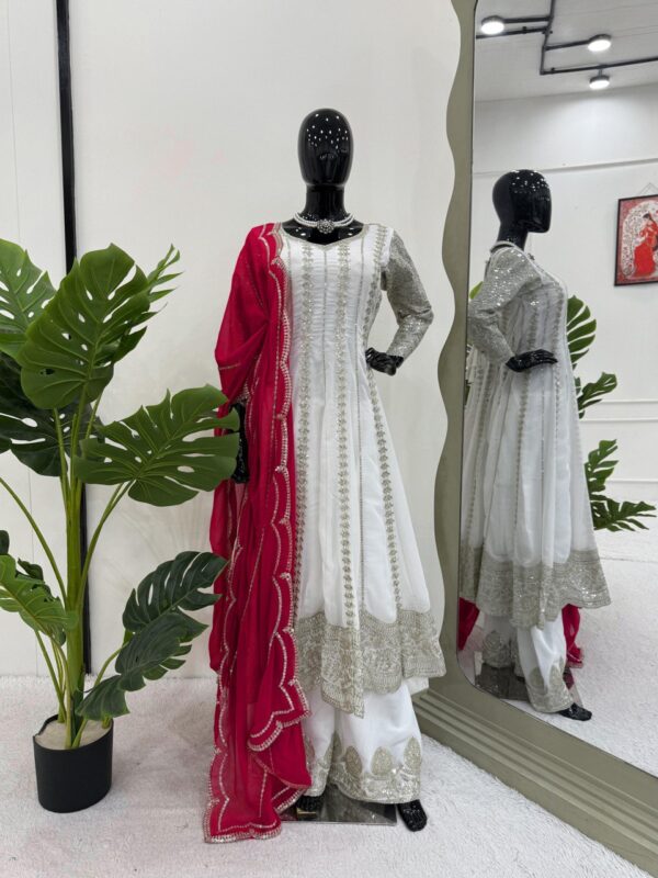 Designer Faux Georgette Anarkali with Plazoo and Dupatta