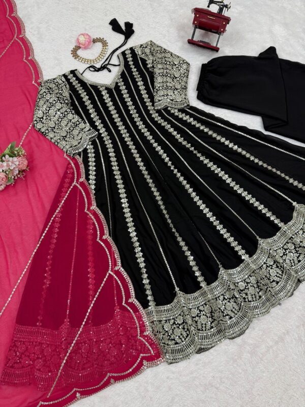 Designer Faux Georgette Anarkali with Plazoo and Dupatta - Image 5