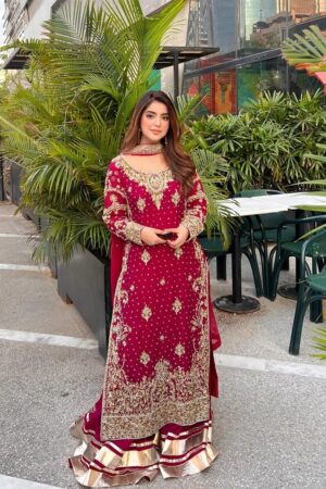 Fox Georgette Party Wear Top, Palazzo & Dupatta Set with Embroidery