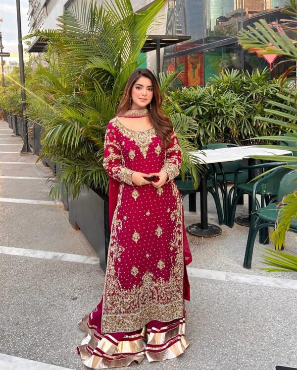 Fox Georgette Party Wear Top, Palazzo & Dupatta Set with Embroidery