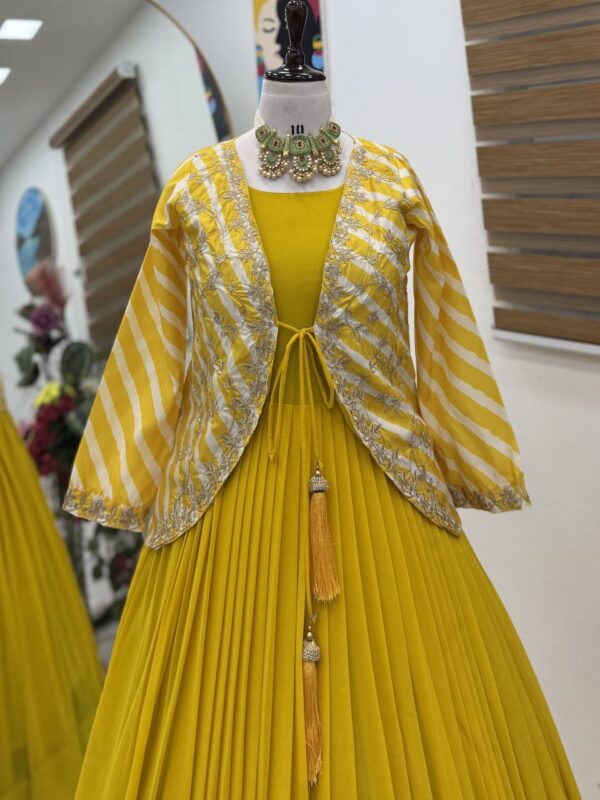 Fox Georgette Party Gown with Embroidered Vichitra Silk Jacket - Image 3