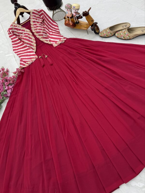 Fox Georgette Party Gown with Embroidered Vichitra Silk Jacket - Image 5