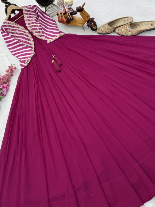 Fox Georgette Party Gown with Embroidered Vichitra Silk Jacket - Image 5